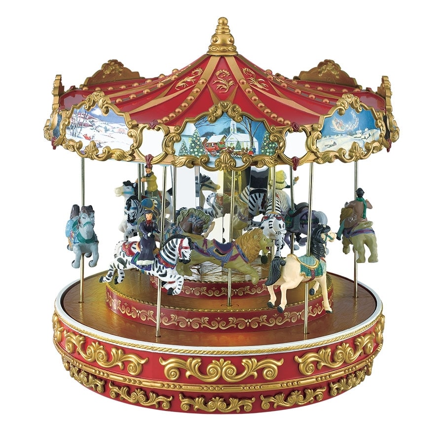 christmas Spinning With LED Lights carousel in glass 