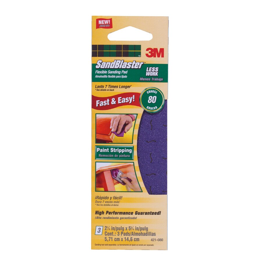 3M 411-080-L 3-Pack 80 Grit Flexible Sanding Pad 2.25" x 5.75"