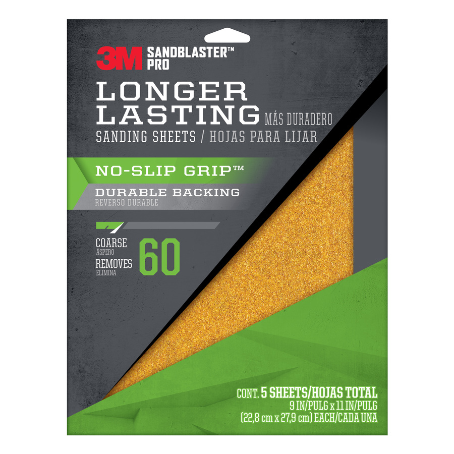 3M SandBlaster Pro 5-Pack 9-in W x 11-in L 60-Grit Premium Sandpaper