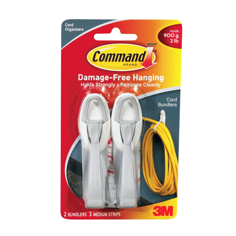 Command Cord Bundlers, 2-Command Bundlers, 3-Command Strips, Damage-Free  Hanging for Christmas Decor, Gray