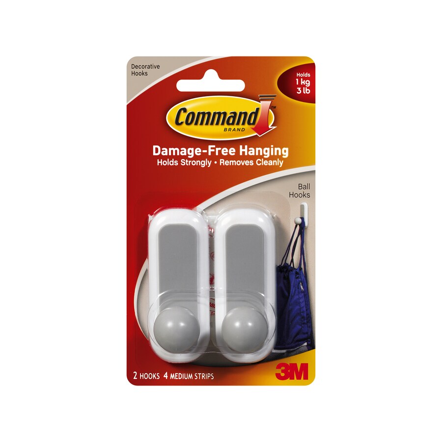 Command DRP 3M COMMAND BALL HOOK MED G in the Hooks department at