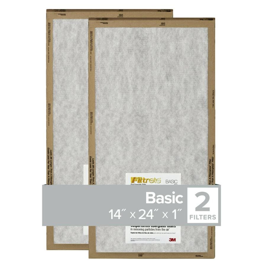 Filtrete 14-in x 24-in x 1-in Basic Flat 2-Pack Basic Flat Air Filter ...