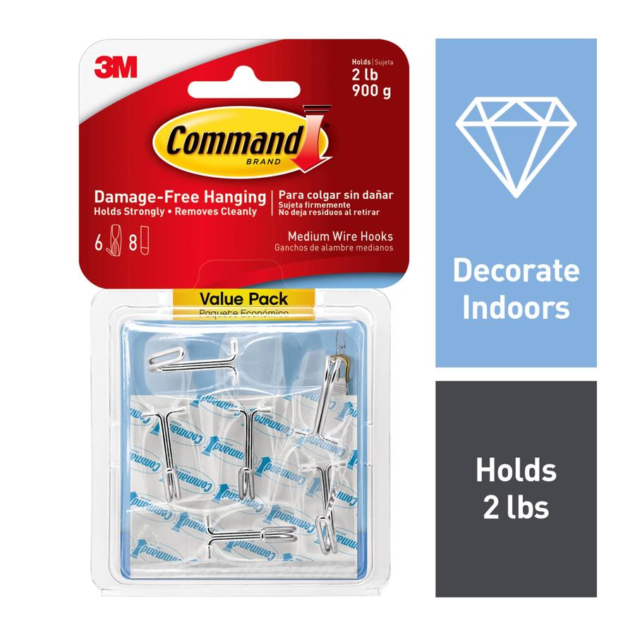 Command 17065CLR-VPES CMND MED CLR WIRE HK VALUE 6-PACK