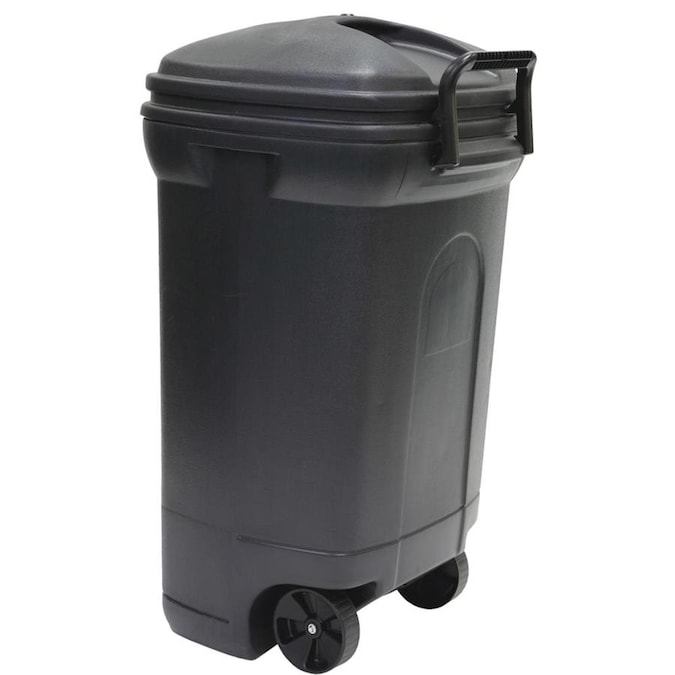 Blue Hawk 35Gallon Black Plastic Outdoor Wheeled Trash Can with Lid at