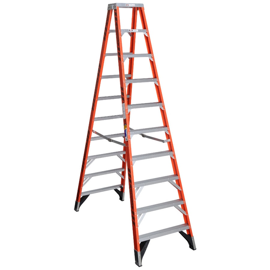 Werner 10-ft Fiberglass Type 1AA - 375 lbs. Capacity Twin Step Ladder ...