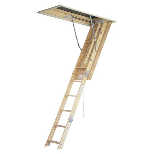 Werner W 8.75ft to 10.33ft. (Rough Opening 22.5in x 54in) Folding Wood Attic Ladder with