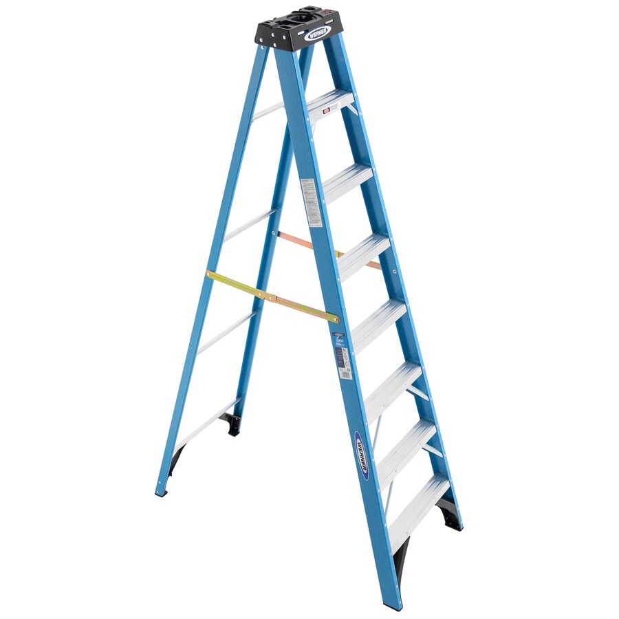 Shop Werner 8 ft Fiberglass Type 1 250 Lbs Step Ladder At Lowes