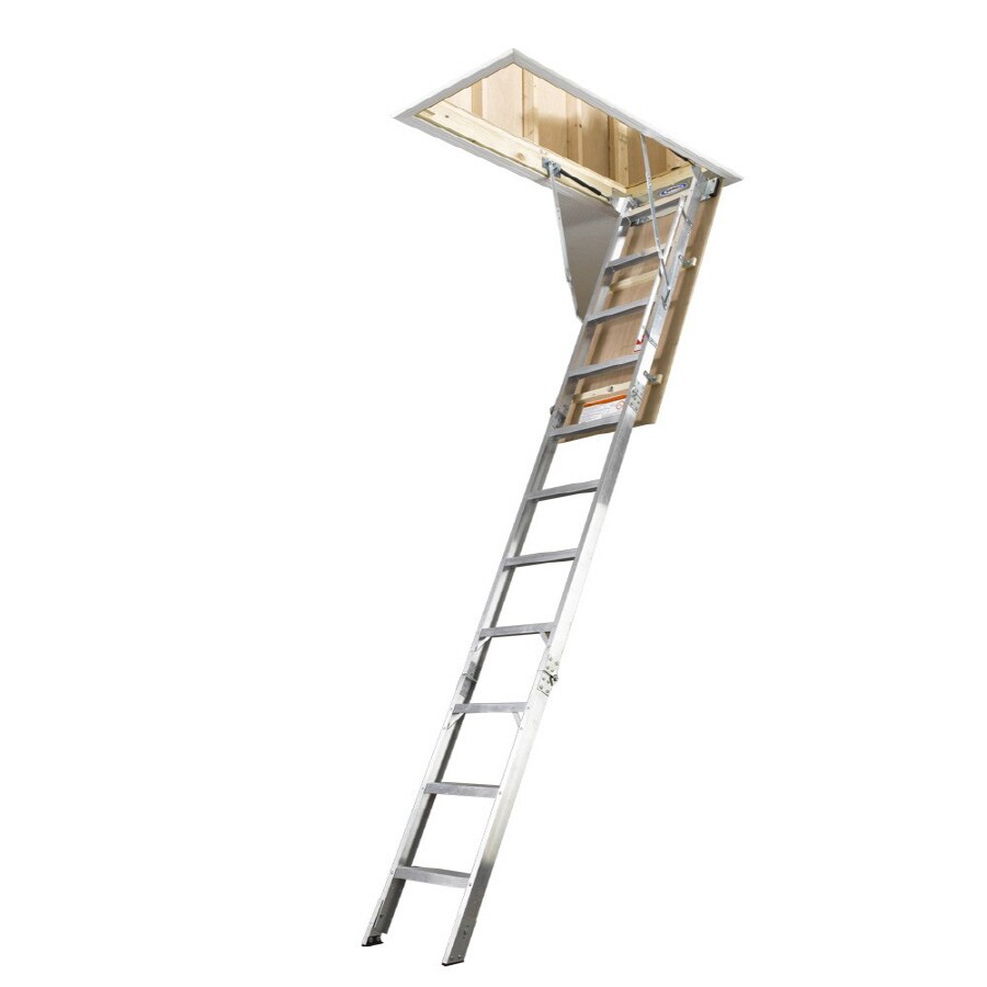 Werner 10 Ft Aluminum 300 Lb Type Ia Attic Ladder At