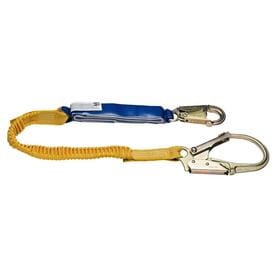 Werner 6 ft. DeCoil Stretch Single Leg Lanyard (DCELL Shock Pack, Elastic Web, Snap Hook, Rebar Hook)