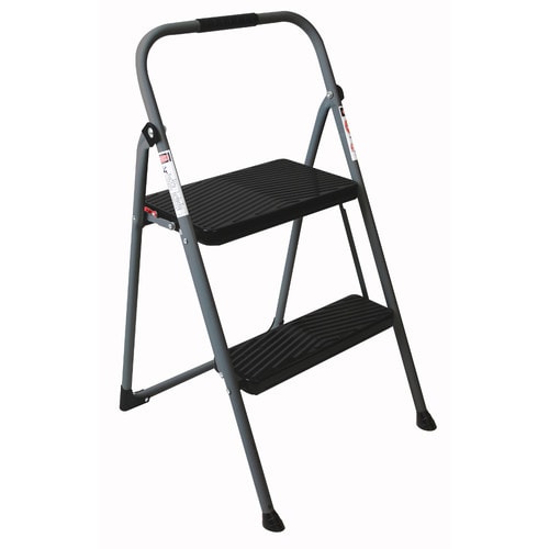 Werner 2-Step 225 lbs. Capacity Gray Steel Foldable Step Stool in the ...