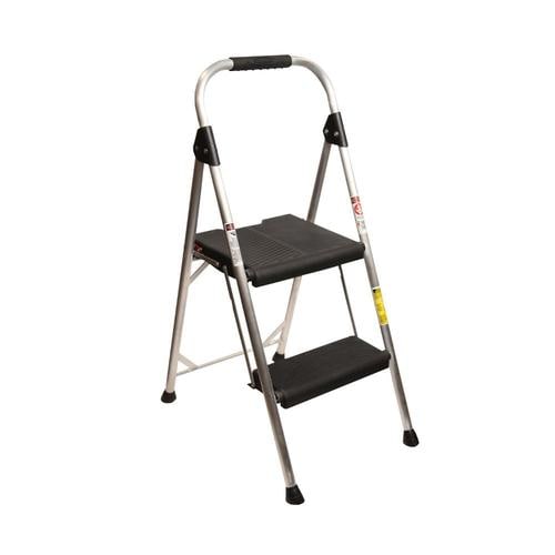 Werner 2-Step 250 lbs. Capacity Silver Aluminum Foldable Step Stool in ...