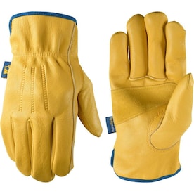 Full Leather Work Gloves with Reinforced Palm Elastic Wrist Wells Lamont 1720XL Grain Goatskin X-Large
