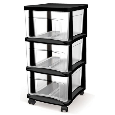 Style Selections 14 5 In X 26 In 3 Drawer Black Clear Plastic Cart