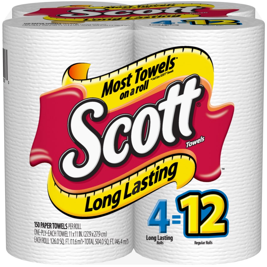 SCOTT 4-Pack Towel Long-Lasting Roll at