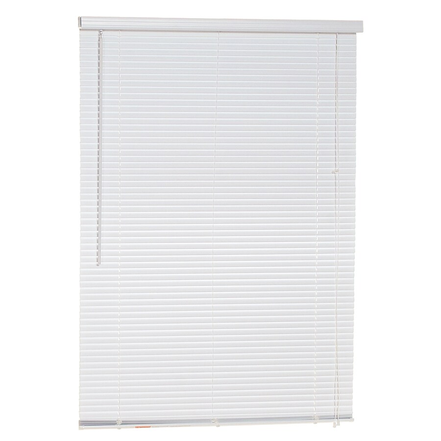 Basic Blindz 1-in White Vinyl Light Filtering Mini Blinds (Common: 35 ...