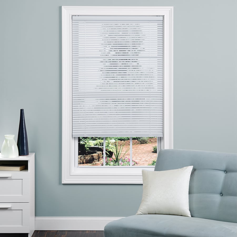 Project Source 1in Cordless White Vinyl Mini Blinds 71in