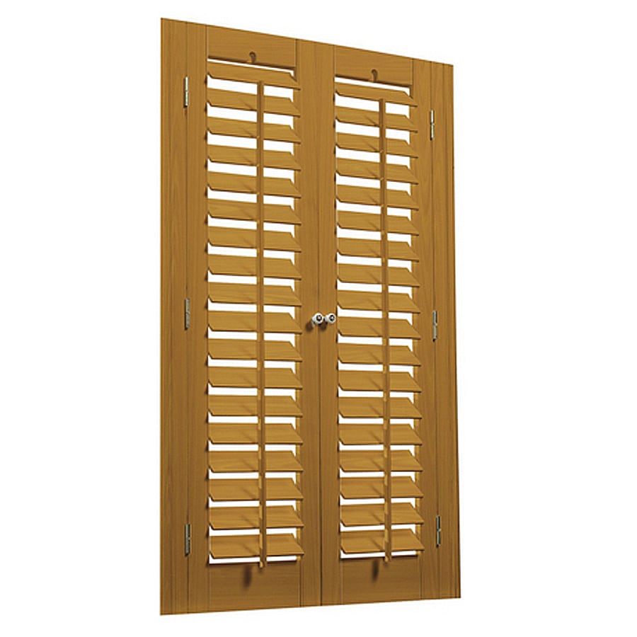 allen + roth 35"-37"W x 36"L Plantation Golden Oak Faux Wood Interior