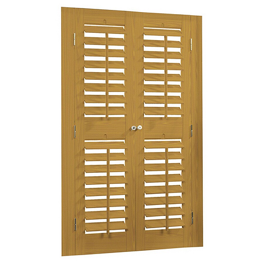 allen + roth 39-in-41-in W x 72-in L Plantation Golden Oak Faux Wood Interior Shutter