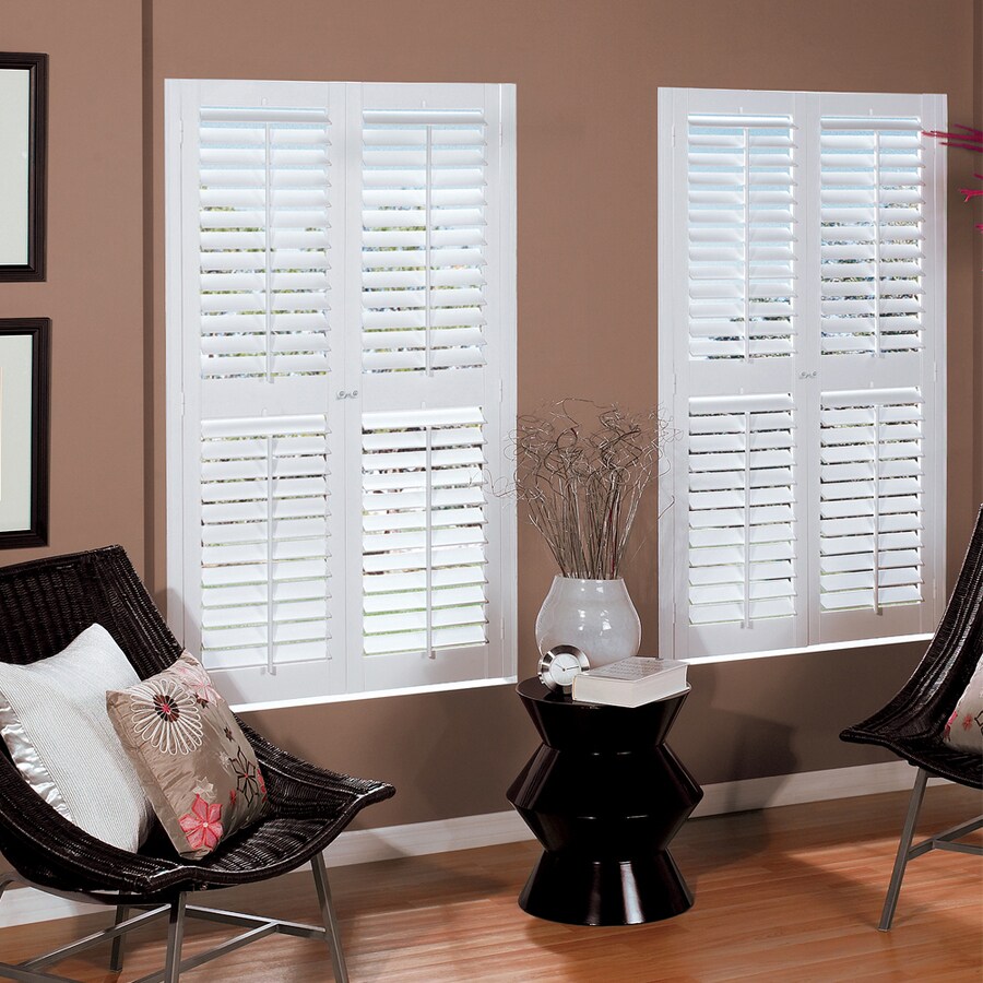 Allen Roth 35 In 37 W X 48 L Plantation White Faux Wood Interior Shutter The Shutters Department At Lowes X 48 In L Plantation White Faux Wood