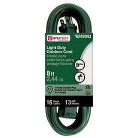 Extension Cords At Lowes Utilitech 8 Ft 16 Awg 3 Sjtw 13 Amps General Extension Cord