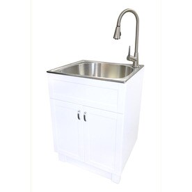 Transform 25 In X 22 1 Basin Freestanding Stainless Steel Transform 25 In X 22 1 Basin Freestanding Stainless Steel Utility Tub With Drain And Faucet At Lowes