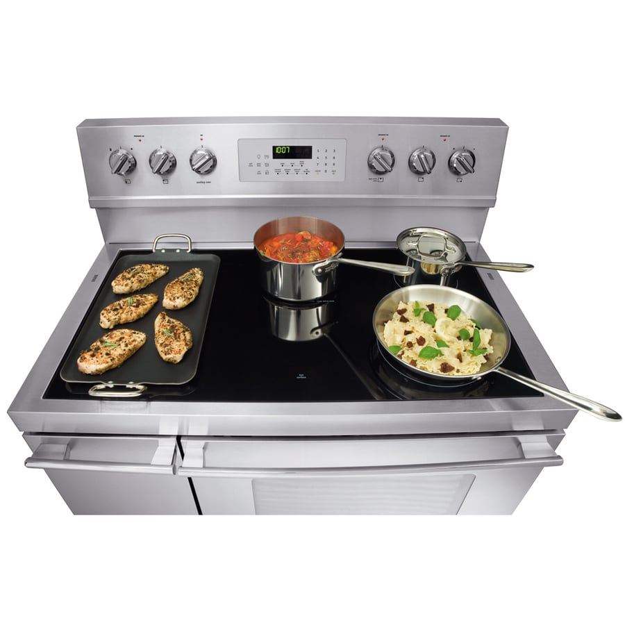 Frigidaire FFEF4017LB 40 Freestanding Electric Range with 4 Coil Elements,  Center Griddle, 3.7 cu. ft. Main Oven Capacity, Even Bake Technology,  Fits-More Side Oven and Store-More Storage Drawer
