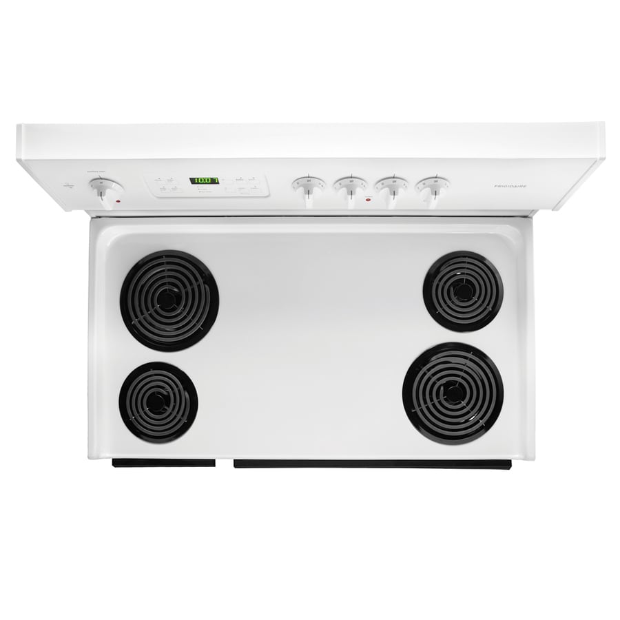 FRIGIDAIRE VINTAGE 40 INCH FREE STANDING ELECTRIC RANGE SINGLE OVEN 4  BURNER 2 LARGE 2 SMALL MANUAL CLEAN OVEN 2 STORAGE DRAWERS WHITE LOCATED IN  OUR PORTLAND OREGON APPLIANCE STORE SKU 17269