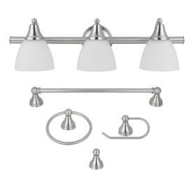 Globe Electric Estorial 5-Piece Brushed Steel All-In-One Bathroom Set, 50700