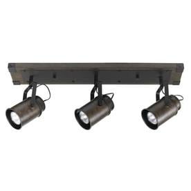 Globe Electric Williamsburg 3-Light Dark Wood Finish Track Lighting, 59316