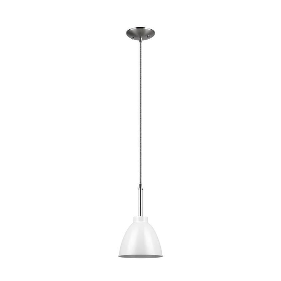 Globe Electric Rickon Brushed Steel and White Pendant Light Industrial Bowl Pendant Light