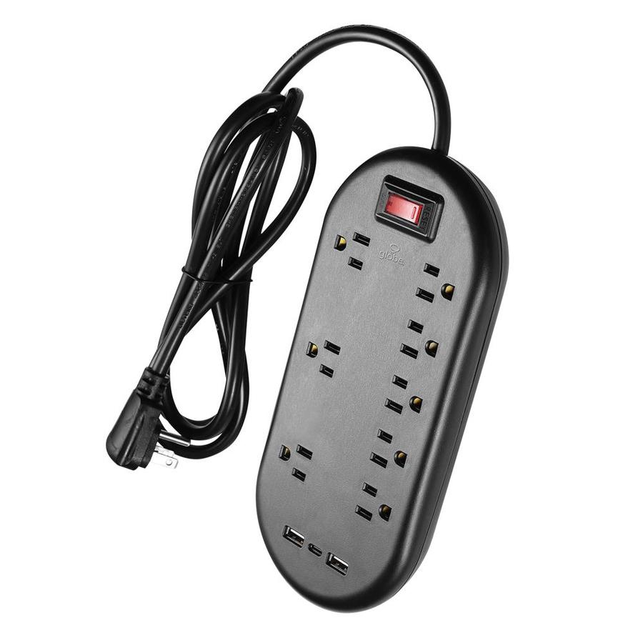 8 Widely Spaced Outlets 4 USB Ports 15 ft Long Cord Surge Protector Power Strip 