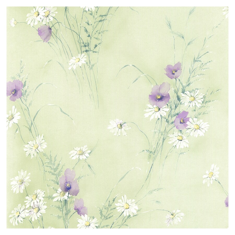 Norwall Flourish 55-sq ft Pink, Green, Grass Green, Yellow, Daisy Vinyl  Floral Prepasted Soak and Hang Wallpaper in the Wallpaper department at