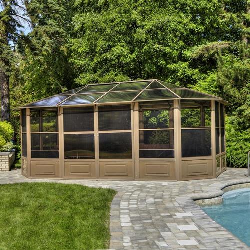 Gazebo Penguin Florence Solarium Sand Metal Octagon Screened Semi