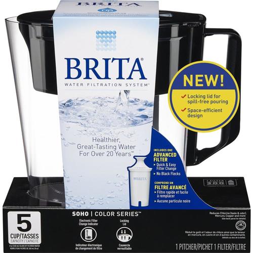 Brita Soho 5-cup Black Water Filter Pitcher In The Water Filter 