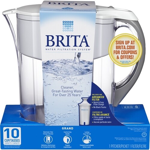 Brita Grand 10-Cup White Water Filter Pitcher in the Water Filter ...