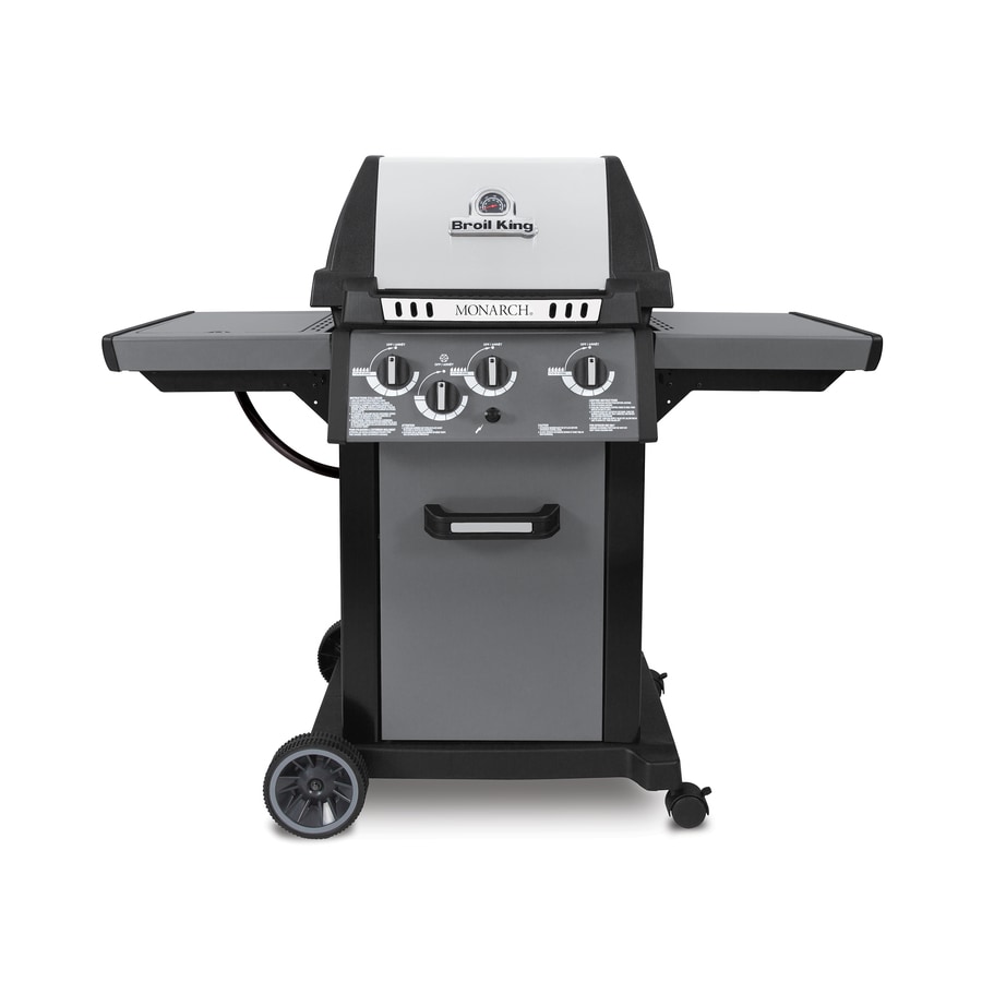 Broil King Monarch 340 Black Stainless Steel Metallic Charcoal 3 Burner Natural Gas Grill with 1 Side Burner at Lowes