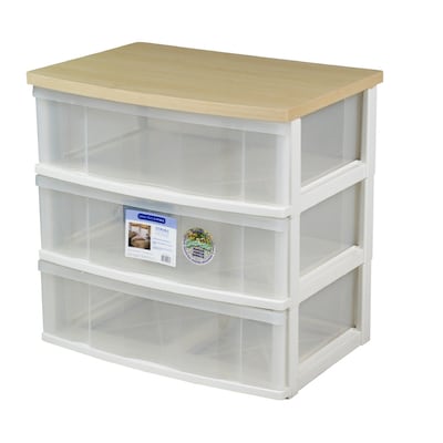 Gracious Living 3 Drawer Resin Storage Cart With Wood Top At Lowes Com