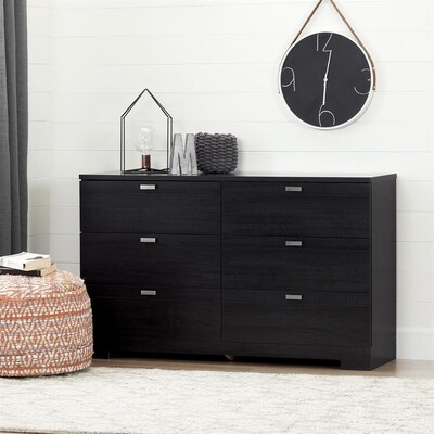 South Shore Furniture Reevo Black Onyx 6 Drawer Double Dresser At