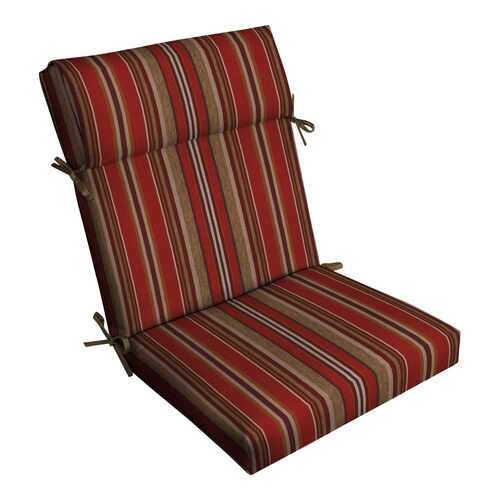 Allen Roth Priscilla Stripe Red High Back Patio Chair Cushion At