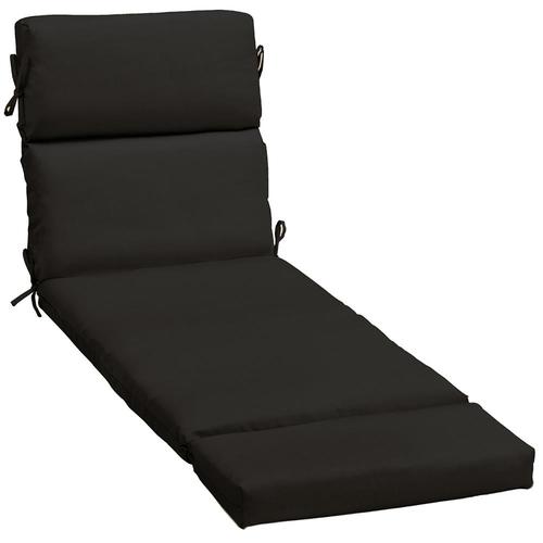 Garden Treasures Black Solid Patio Chaise Lounge Chair Cushion in the