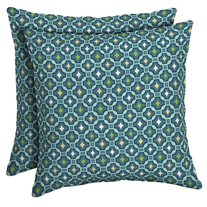 Arden Selections 2-Pack Geometric Aqua Square Throw Pillow in the ...
