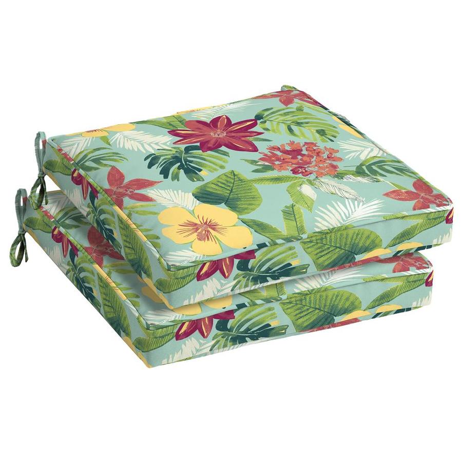 Arden Selections 2Piece Aqua Elea Tropical Premium Patio Chair Cushion