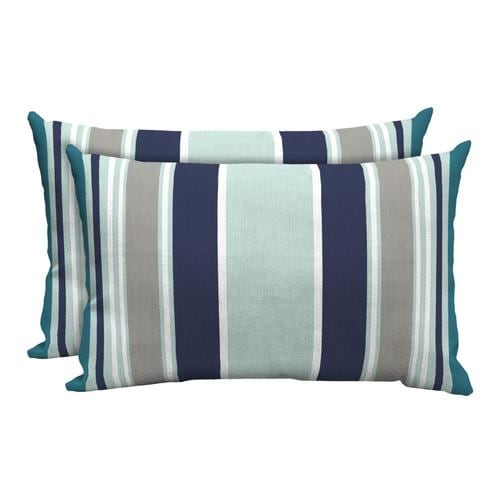 2-Pack Striped Blue Rectangular Lumbar Pillow in the Outdoor Decorative