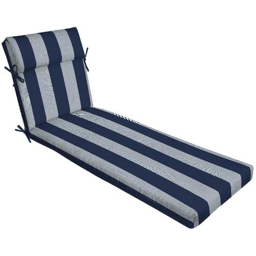 allen + roth Herringbone Cabana Stripe Navy Patio Chaise Lounge Chair