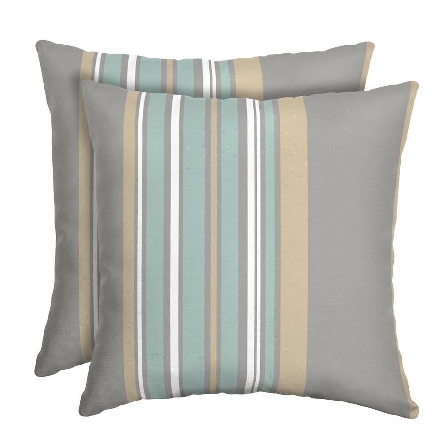 2 Pack Striped Grey Square Throw Pillow In The Outdoor Decorative Pillows Department At Lowes Com