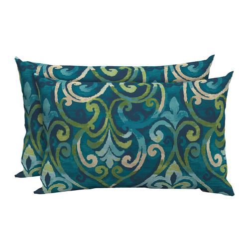 Style Selections 2 Pack Damask Marine Rectangular Lumbar Pillow In The Outdoor Decorative 4698