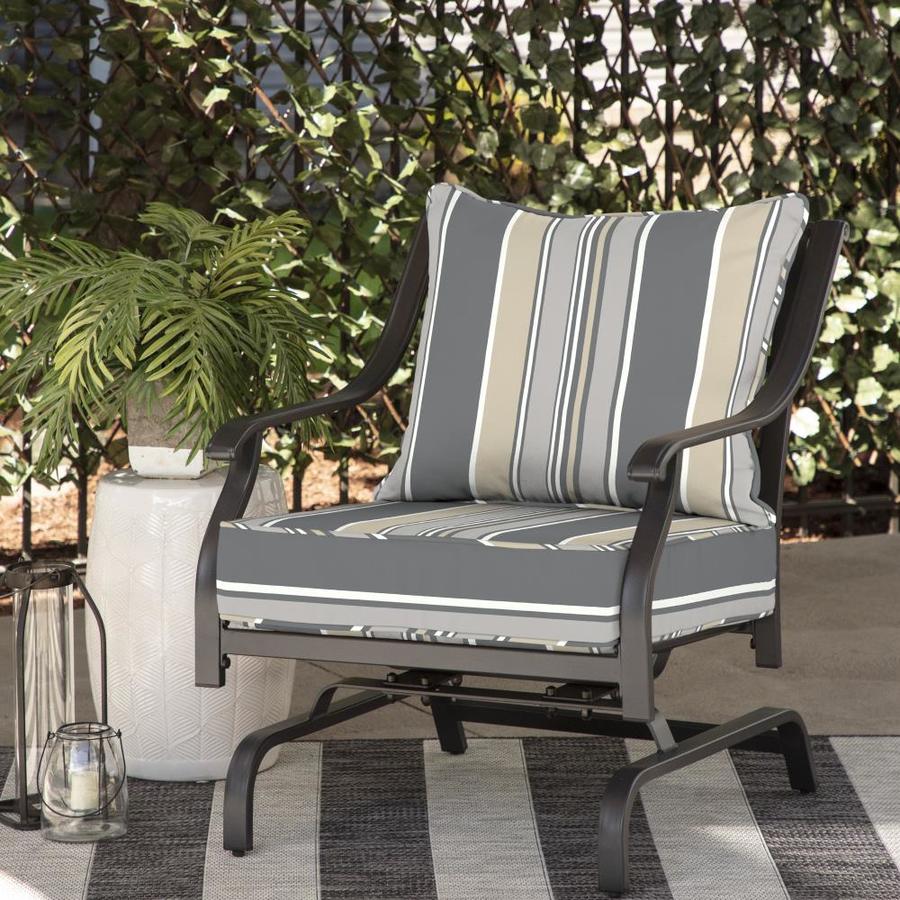 allen + roth 2-Piece Neutral Stripe Deep Seat Patio Chair Cushion in ...