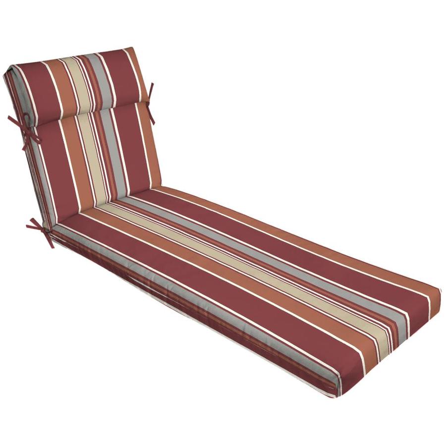 allen + roth Red Stripe Patio Chaise Lounge Chair Cushion in the Patio ...