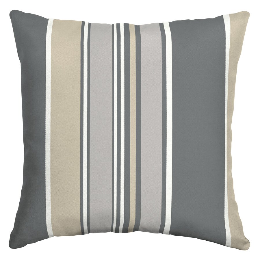 allen + roth Striped Neutral Stripe Square Throw Pillow in the Outdoor Decorative Pillows
