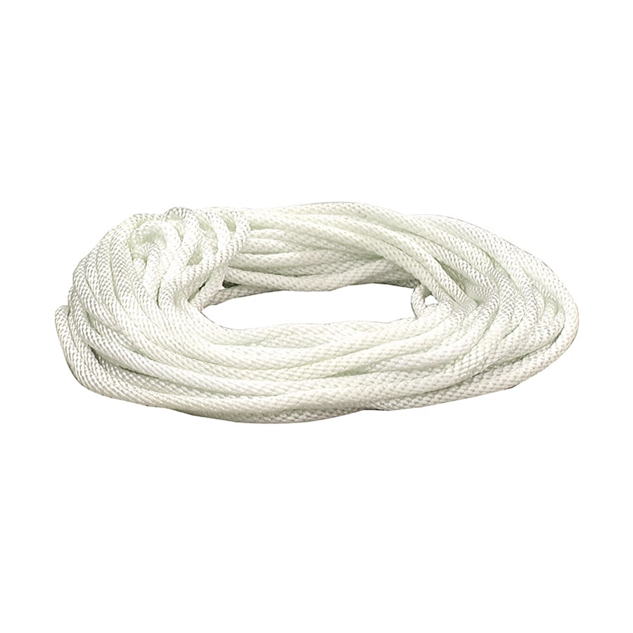 Blue Hawk 1/4" x 50' White Solid Braid Nylon Rope Safe Working Load 90 LBS 
